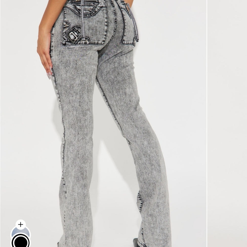 Fashion Nova Black Acid Wash Bootcut Jeans - Picture 4 of 8